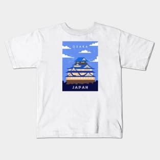 Osaka, Japan. Retro travel poster Kids T-Shirt